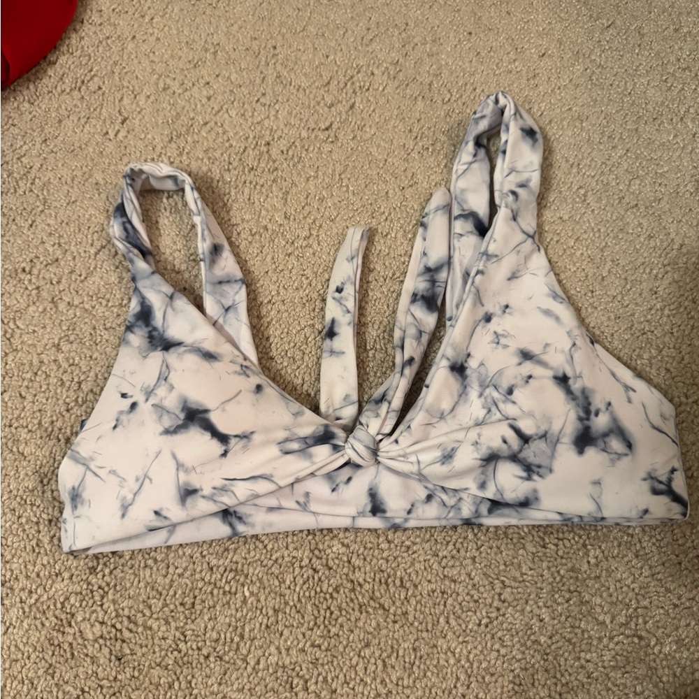 SHEIN Tie-Dye Bikini Top - Black and White